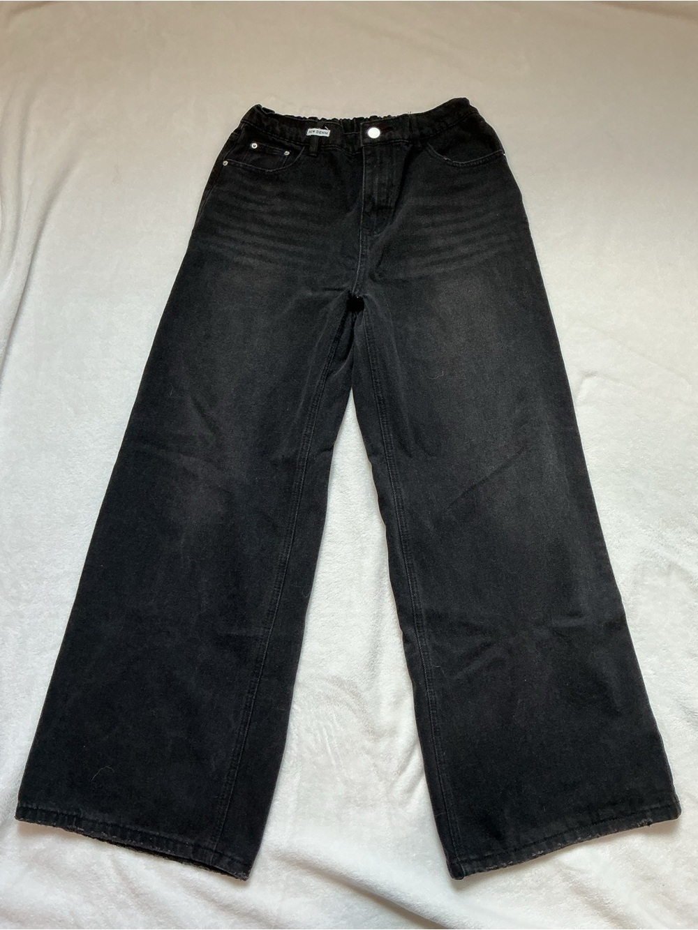 NEW DENIM Black Washed Elastic Waist Jeans